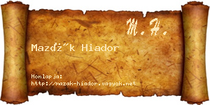 Mazák Hiador névjegykártya